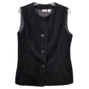 Chicos Black Button Vest Pockets Size 1